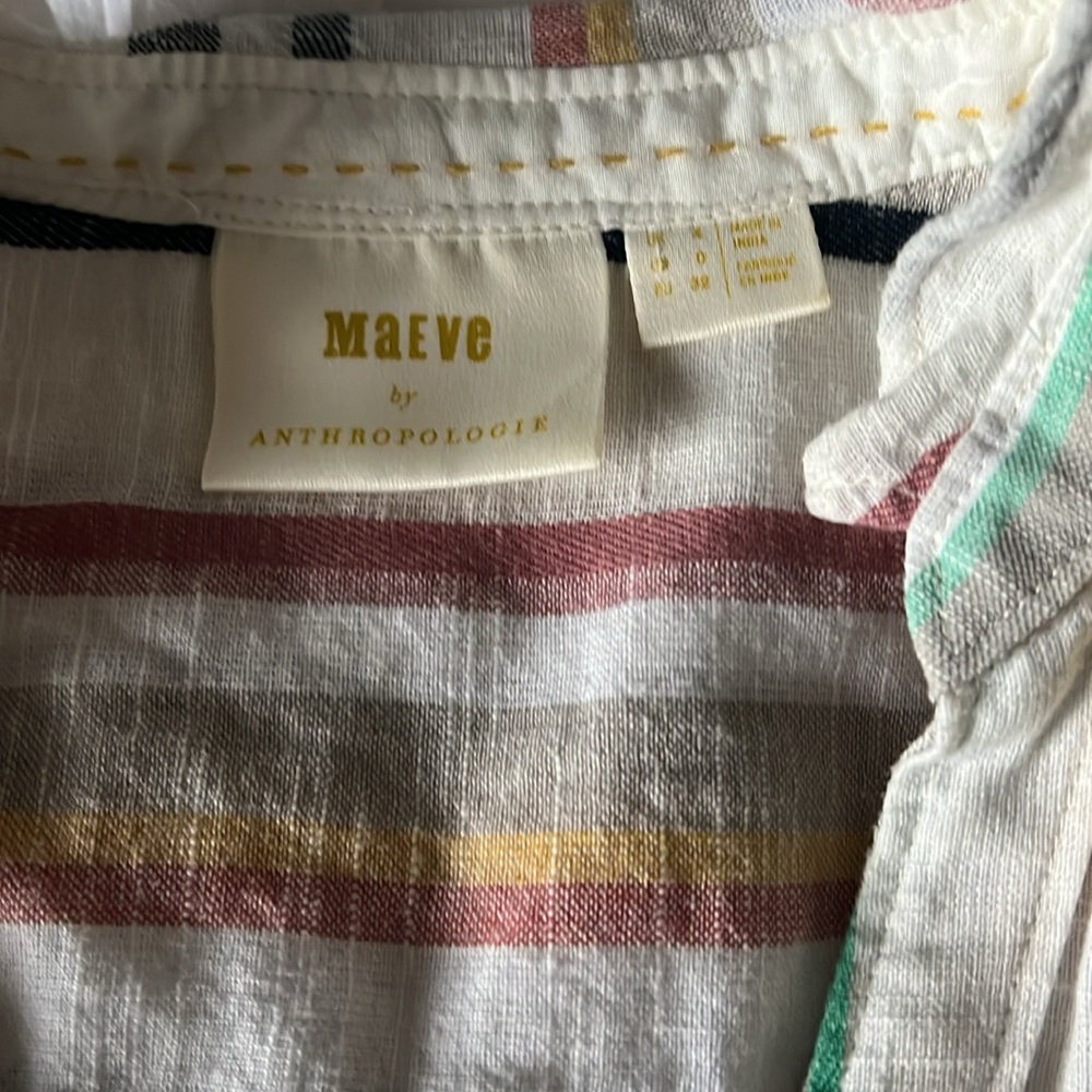 Anthro Maeve Stripe Short Sleeve Buttondown - image 2